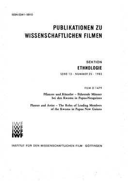 Publikationen Zu Wissenschaftlichen Filmen