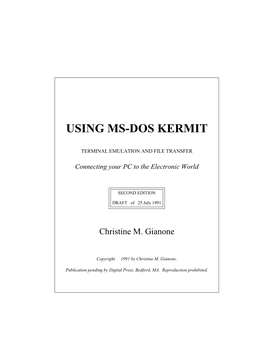 Using Ms-Dos Kermit