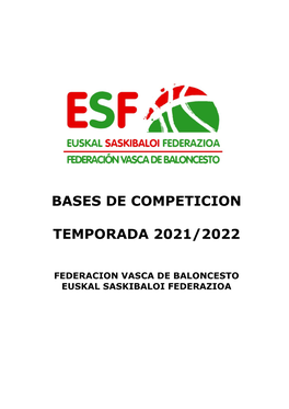 Bases De Competicion Temporada 2021/2022