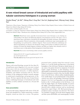 A Rare Mixed Breast Cancer of Intraductal and Solid Papillary with Tubular Carcinoma Histotypes in a Young Woman