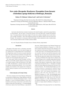 New Crabs (Decapoda: Brachyura: Prosopidae) from Jurassic (Oxfordian) Sponge Bioherms of Dobrogea, Romania