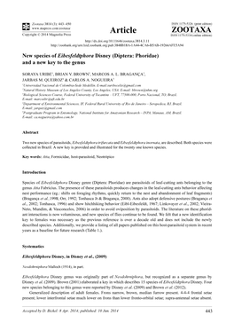 New Species of Eibesfeldtphora Disney (Diptera: Phoridae) and a New Key to the Genus