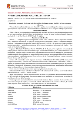 Boletín Oficial De La Provincia De Albacete