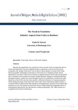 The Torah in Transition: Imitative Aspects from Codex to Database