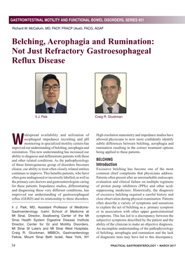 Belching, Aerophagia and Rumination: Not Just Refractory Gastroesophageal Reflux Disease