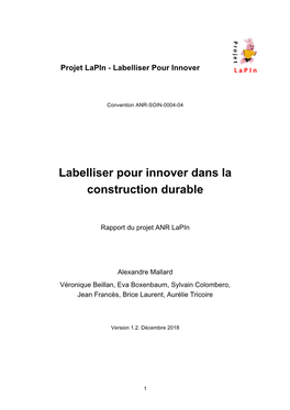 Labelliser Pour Innover Dans La Construction Durable