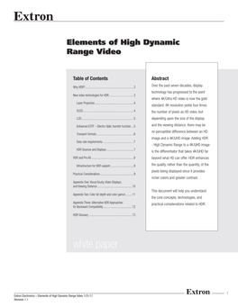 Elements of High Dynamic Range Video