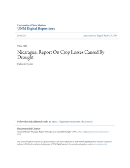 Nicaragua: Report on Crop Losses Caused by Drought Deborah Tyroler