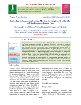 Controlling of Stomphastis Thraustica (Meyrick) (Lepidoptera: Gracillariidae) by Using Entomopathogenic Fungi