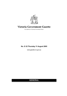 Victoria Government Gazette by Authority of Victorian Government Printer