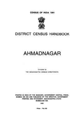 District Census Handbook, Ahmadnagar, Part XII-A & B, Series