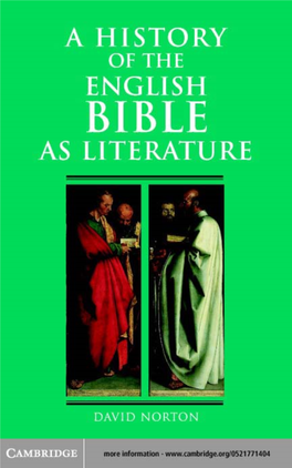 A History of the English Bible As Literature