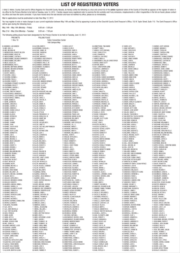 2012 List of Registered Voters