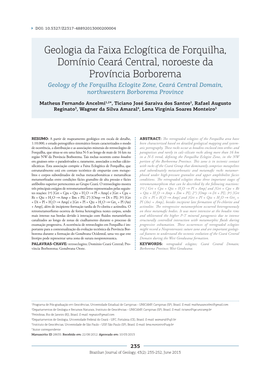 Geologia Da Faixa Eclogítica De Forquilha, Domínio Ceará Central, Noroeste Da Província Borborema