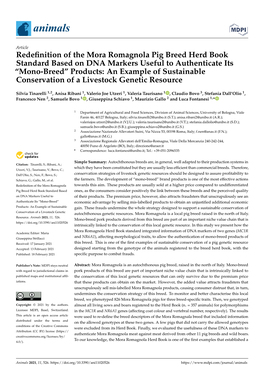 Redefinition of the Mora Romagnola Pig Breed Herd Book Standard Based on DNA Markers Useful to Authenticate