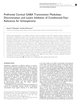 Prefrontal Cortical GABA Transmission Modulates Discrimination and Latent Inhibition of Conditioned Fear: Relevance for Schizophrenia