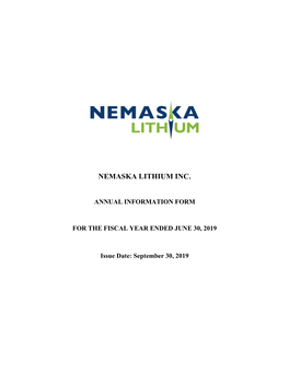 Nemaska Lithium Inc