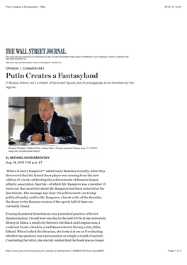 Putin Creates a Fantasyland - WSJ 8/19/15, 15:44