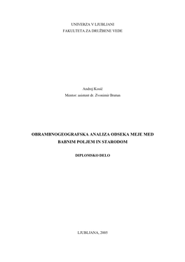 Obrambnogeografska Analiza Odseka Meje Med Babnim Poljem in Starodom