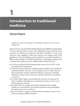 Introduction to Traditional Medicine