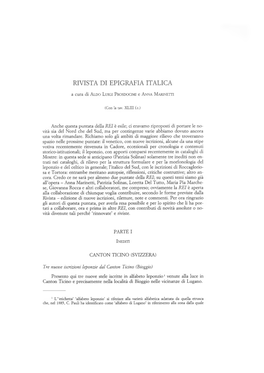 Rivista Di Epigrafia Italica