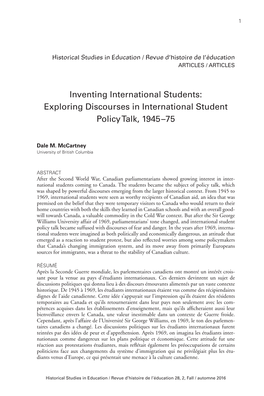 Exploring Discourses in International Student Policy Talk, 1945–75