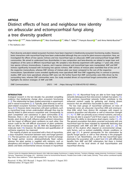 Distinct Effects of Host and Neighbour Tree Identity on Arbuscular and Ectomycorrhizal Fungi Along a Tree Diversity Gradient