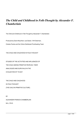 &lt;H1&gt;The Child and Childhood in Folk-Thought By