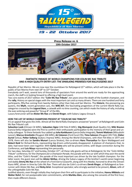 Press Release Nr. 6 10Th October 2017