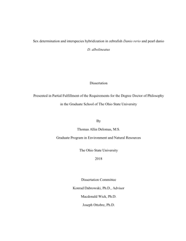 1 Sex Determination and Interspecies Hybridization in Zebrafish Danio