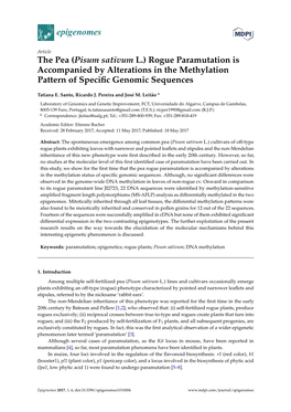 The Pea (Pisum Sativum L.) Rogue Paramutation Is Accompanied by Alterations in the Methylation Pattern of Speciﬁc Genomic Sequences