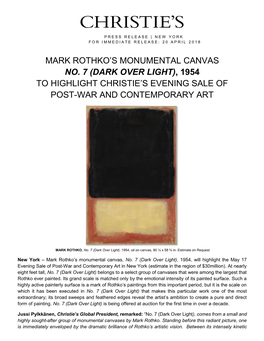 Mark Rothko's Monumental Canvas No. 7