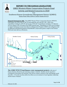 GMD3 Western Water Conservation Projects Fund Activity and Related