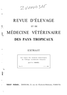 Revue D'élevage Médecine Vétérinaire