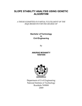 Slope Stability Analysis Using Genetic Algorithm