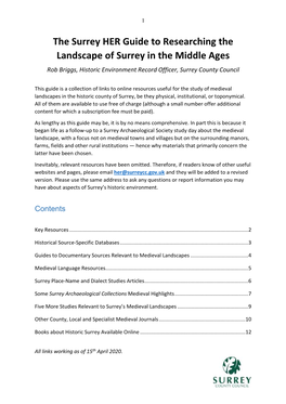 The Surrey HER Guide to Researching the Landscape Of