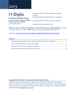 H-Diplo Roundtable, Vol. XV, No. 11
