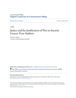 Justice and the Justification of War in Ancient Greece: Four Authors Tristan K