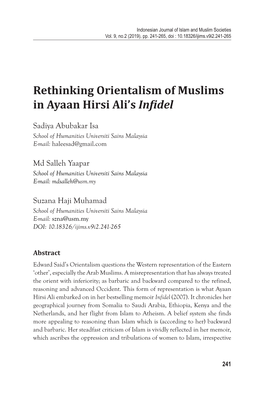 Rethinking Orientalism of Muslims in Ayaan Hirsi Ali's Infidel