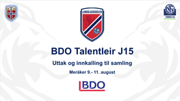 BDO Talentleir J15 2021