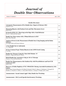 DSLR Double Star Astrometry Using an Alt-Az Telescope 223 Thomas G