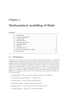 Mathematical Modelling of Fluids