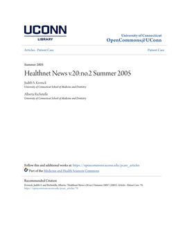 Healthnet News V.20:No.2 Summer 2005 Judith S
