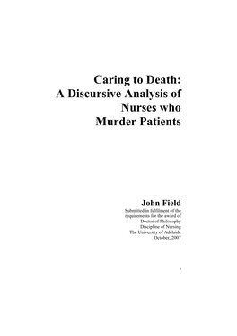 Caring to Death: a Discursive Analysis of Nurses Who Murder Patients