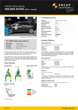 HOLDEN ASTRA (2015 - Onwards) HOLDEN ASTRA GTC (2015 Onwards)