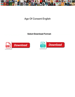 Age of Consent English