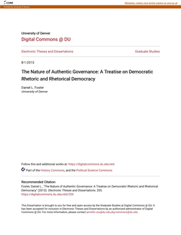 A Treatise on Democratic Rhetoric and Rhetorical Democracy