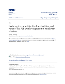 Reducing the Cumulative File Download Time and Variance in a P2P Overlay Via Proximity Based Peer Selection Uriel J