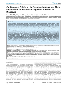 Cartilaginous Epiphyses in Extant Archosaurs and Their Implications for Reconstructing Limb Function in Dinosaurs