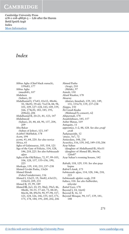 Cambridge University Press 978-1-108-48836-5 — Life After the Harem Betül Ipsirli Argit Index More Information